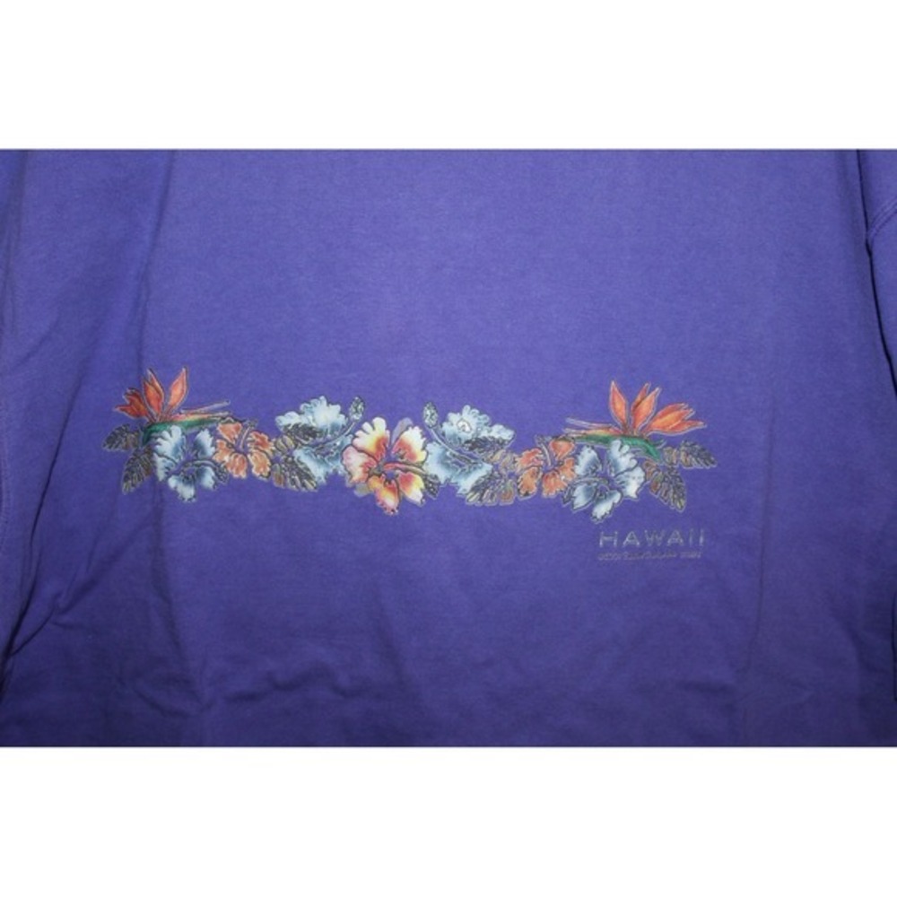 Pluma Floral Hawaii Graphic T-Shirt Mens XL Purple Excellent Y2K 2001 Cotton